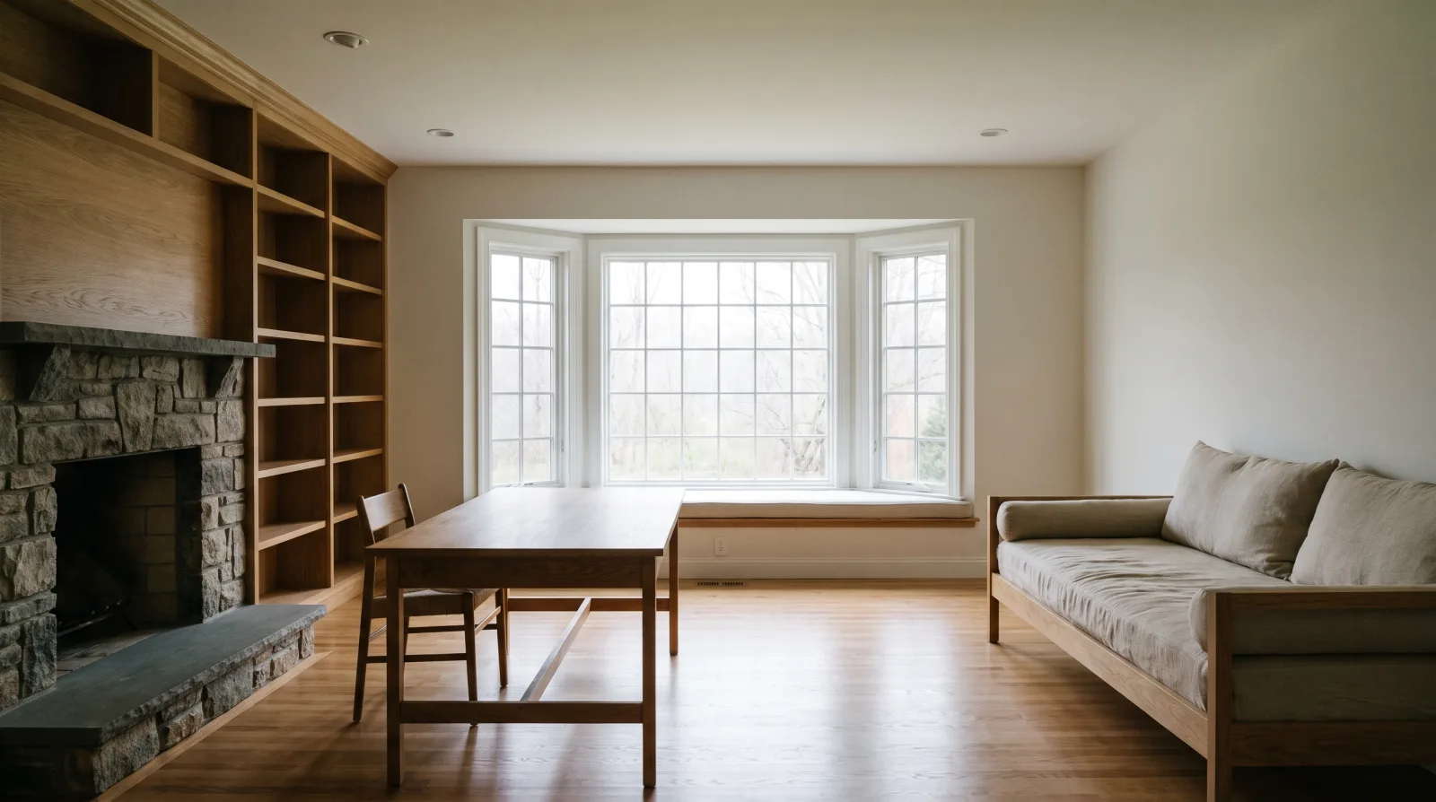 An empty, quiet room set up as a calm planning space for fiduciary paperwork-free discussion