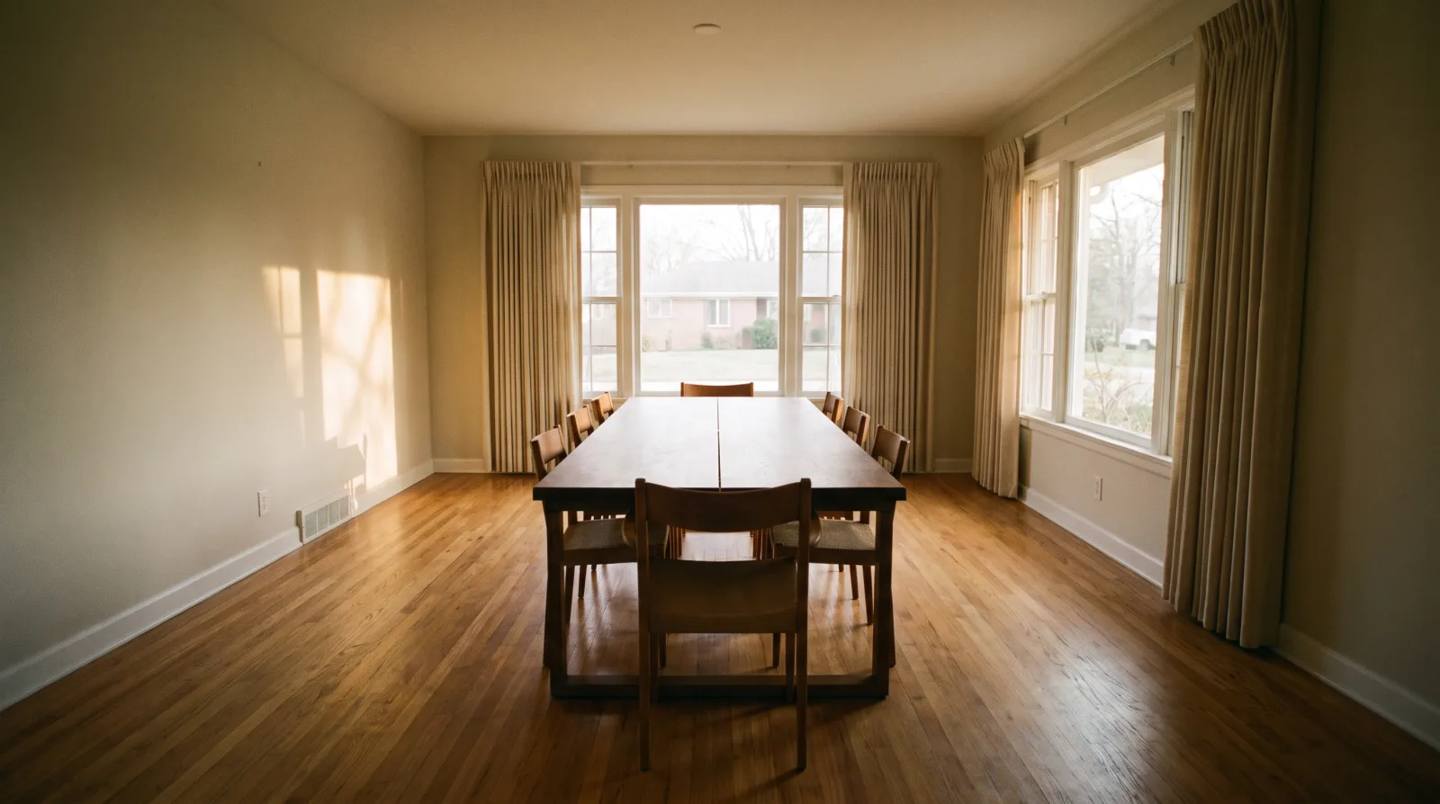 An empty, tidy room prepared for a private estate valuation consultation